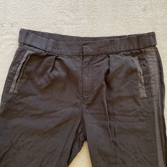 Brochu Walker Pants Small Black Tuxedo Stripe Lagenlook Capsule Tencel Linen - Picture 5 of 10